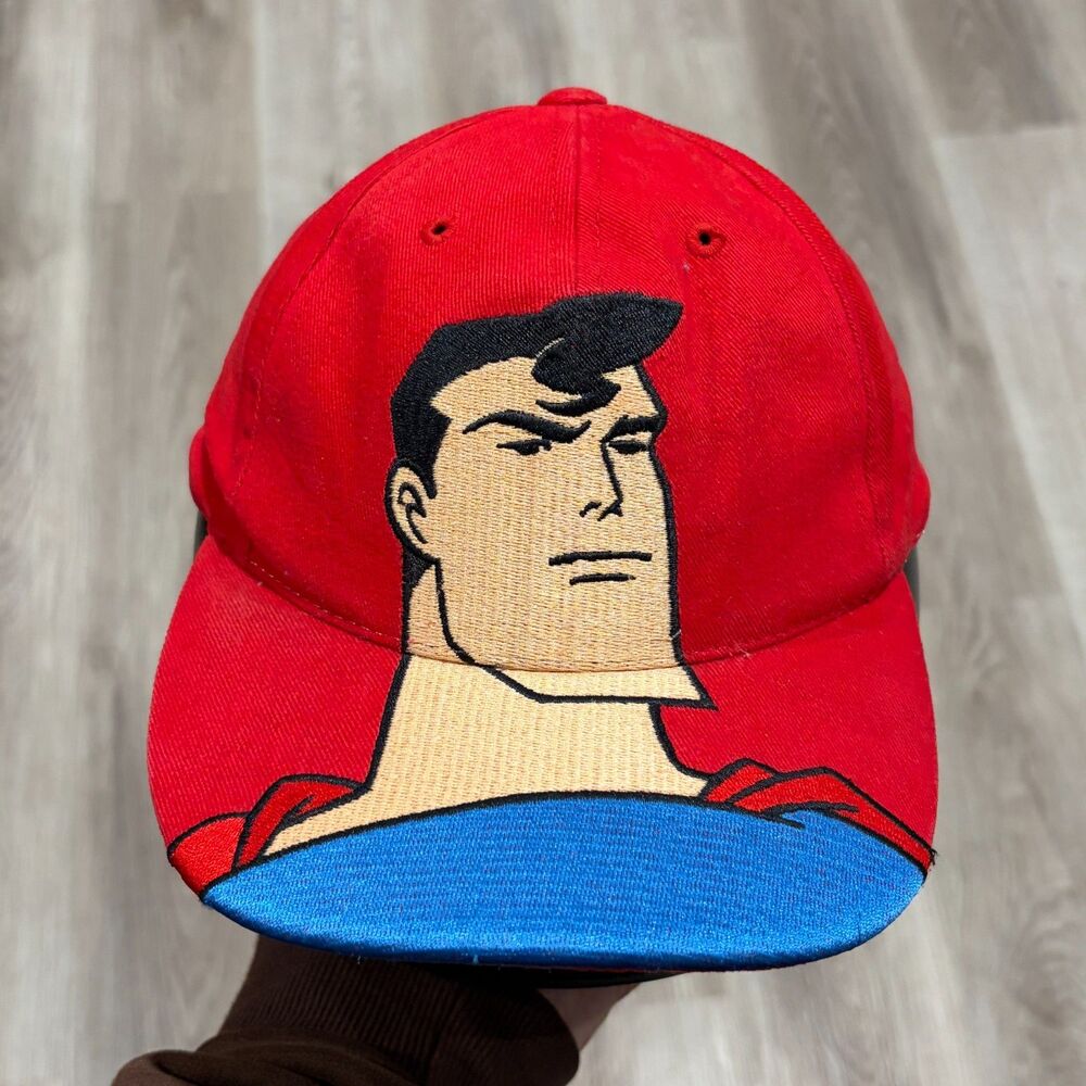 RARE Vintage 90s Superman Youth Hat DC Comics Superhero Kids Boys Baseball Cap